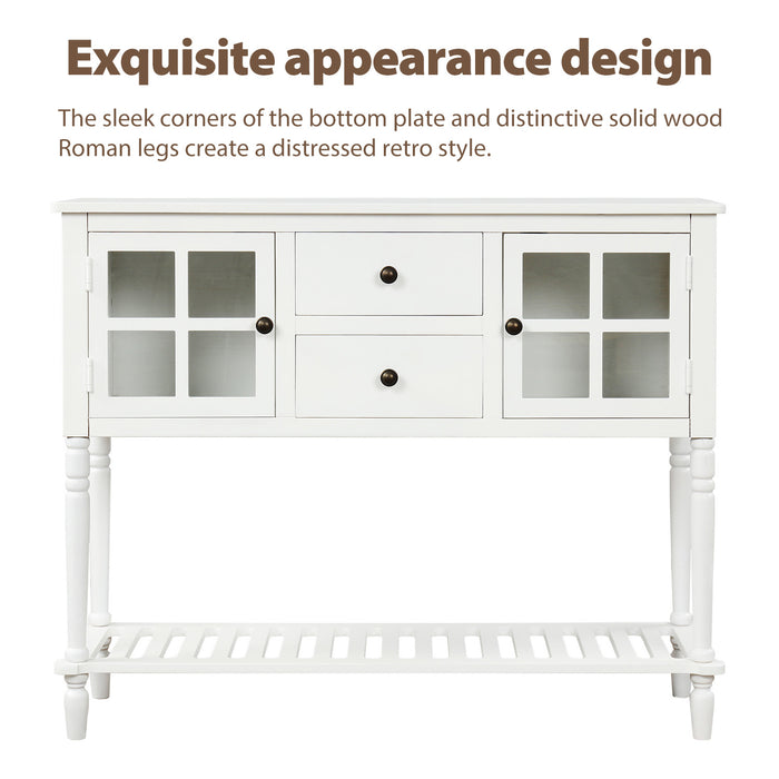 Farmhouse Wood Sideboard Console Table with Bottom Shelf