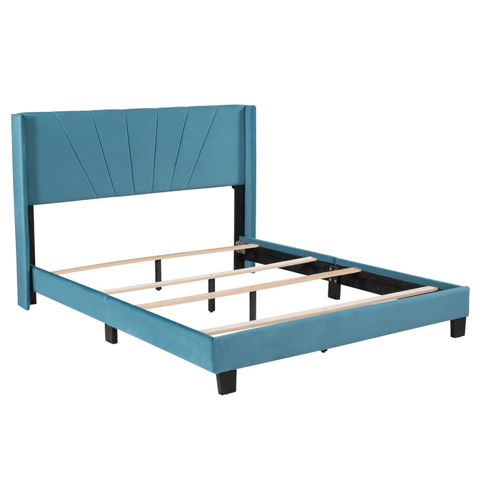 New Space Queen Size Velvet Upholstered Platform Bed