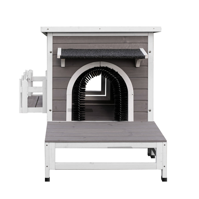 Weatherproof Wooden Outdoor Stray Cat Shelter animal house with Escape Door Kitty Cat House