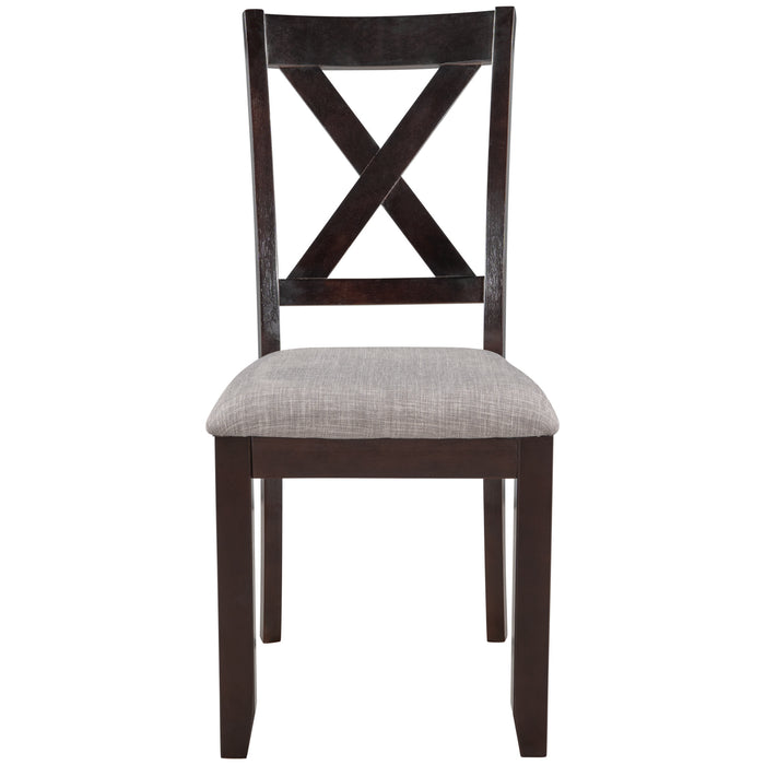 6-Piece Kitchen Dining Table Set Wooden Rectangular Dining Table, 4 Fabric Chairs and Bench Family Furniture