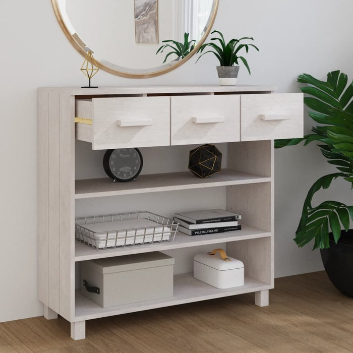 Toplan Console Table White 35.4"x13.8"x35.4" Solid Wood Pine