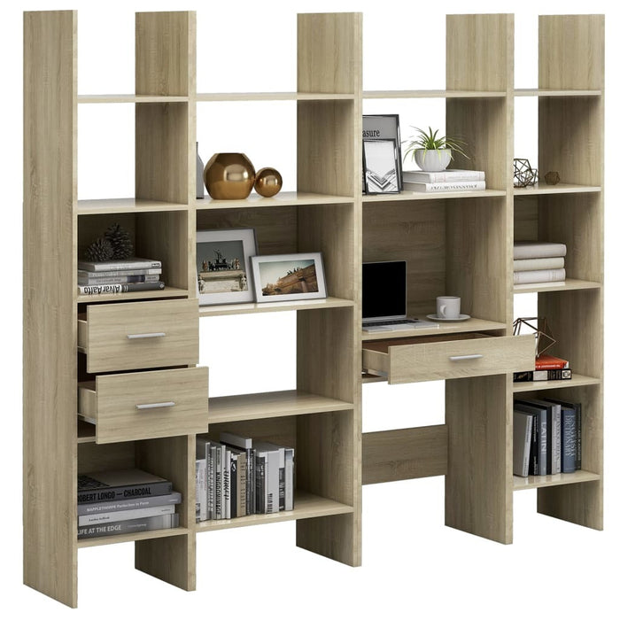 4 Piece Book Cabinet Set Sonoma Oak Chipboard