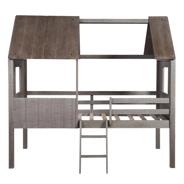 MyRoom Twin Size Low Loft Wood House Bed