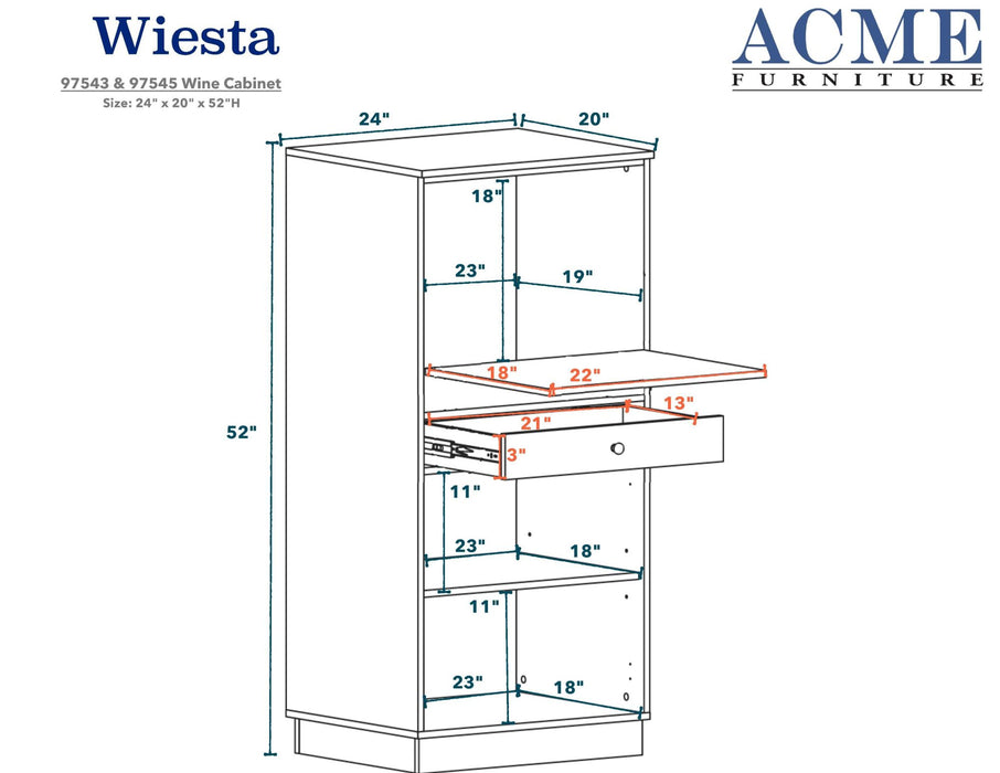ACME Wiesta Wine Cabinet in Antique White YF