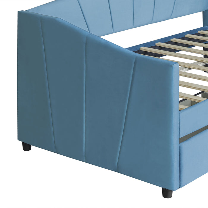 New Space Upholstered daybed Twin Size with Two Drawers and Wood Slat Suppot