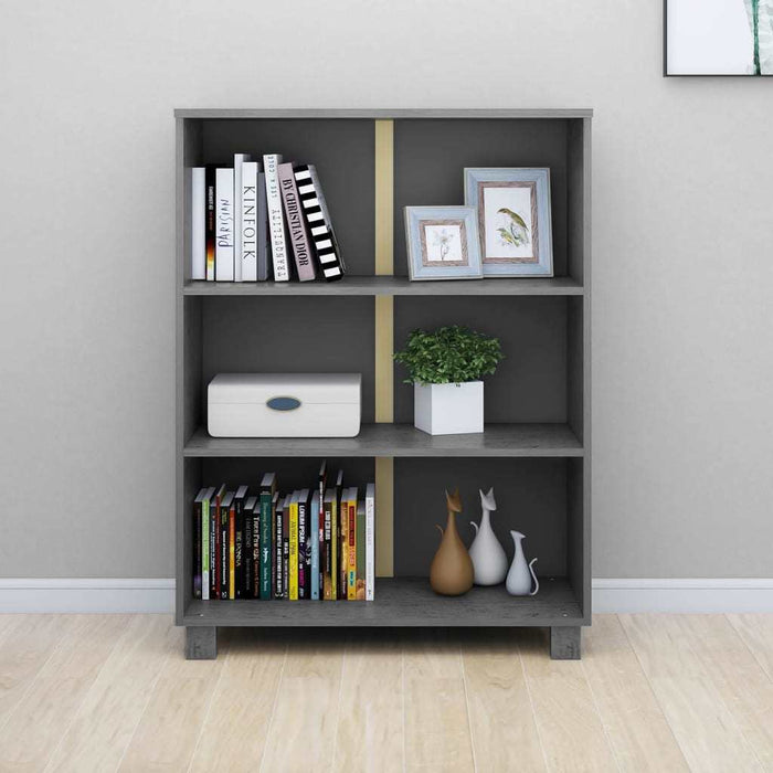 Book Cabinet Dark Gray 33.5"x13.8"x13.8" Solid Wood Pine
