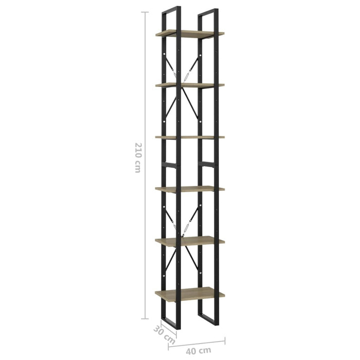 6-Tier Book Cabinet Sonoma Oak 15.7"x11.8"x82.7" Chipboard