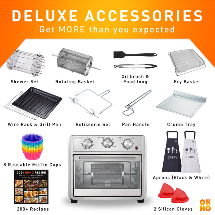 OHHO, Household Multi-Function Air Fryer, Oven, 360° Rotating Roasting, Two Types Optional, 22L