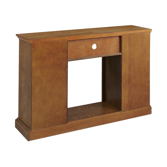 Modern Electric Fireplace TV Stand Fit up to 55" Flat Screen TV with Storage Cabinet Adjustable Tempered Glass Shelves Wood Veneer Tall Entertainment Center for Living Room, Espresso