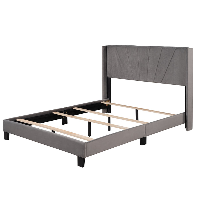 New Space Queen Size Velvet Upholstered Platform Bed