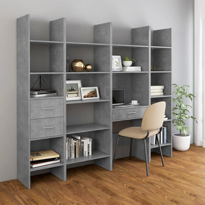 Book Cabinet Concrete Gray 15.7"x13.8"x70.9" Chipboard