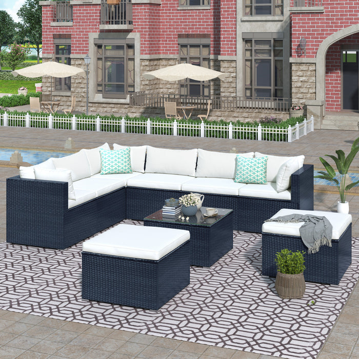 9-piece Outdoor Patio PE Wicker Rattan conversation Sectional Sofa sets