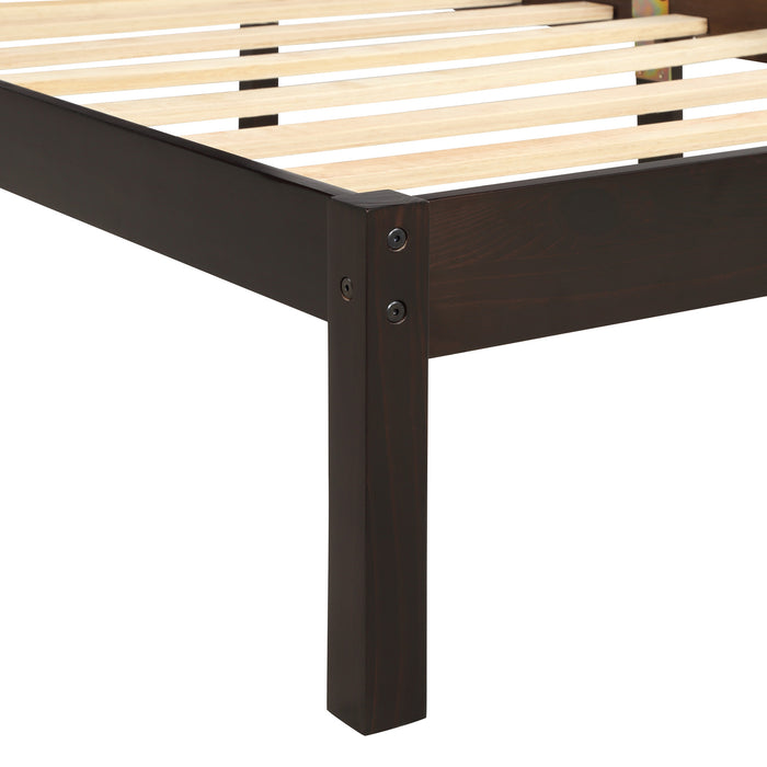 Grenco Full Size Platform Bed Frame with Headboard Wood Slat Support