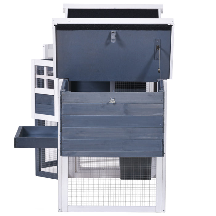Natural Gray Large Outdoor Wooden Chicken Coop Rabbit Hutch