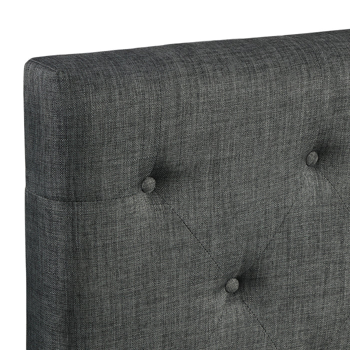Upholstered Button Tufted Platform Bed with Strong Wood Slat Support (Twin, Gray) RT