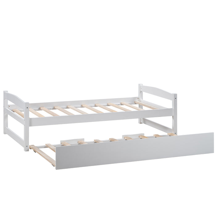 [Not allowed to sell to Walmart] Wooden Daybed with Trundle, Twin Size Captain&rsquo;s Bed, White(New)