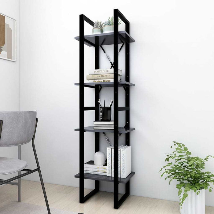 4-Tier Book Cabinet Gray 15.7"x11.8"x55.1" Chipboard