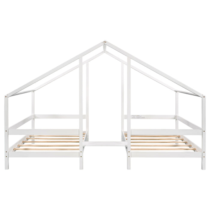Double Twin Size Triangular House Beds with Built-in Table