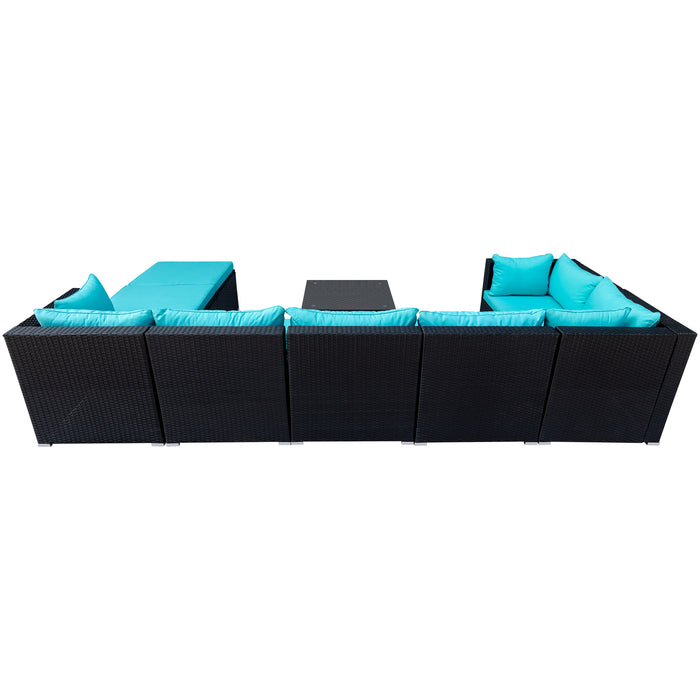 9-piece Outdoor Patio PE Wicker Rattan conversation Sectional Sofa sets