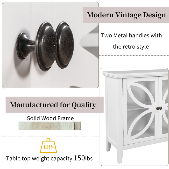 Accent Storage Cabinet Wooden Cabinet with Decorative transparent Door, Modern Sideboard for Entryway, Living Room, Bedroom