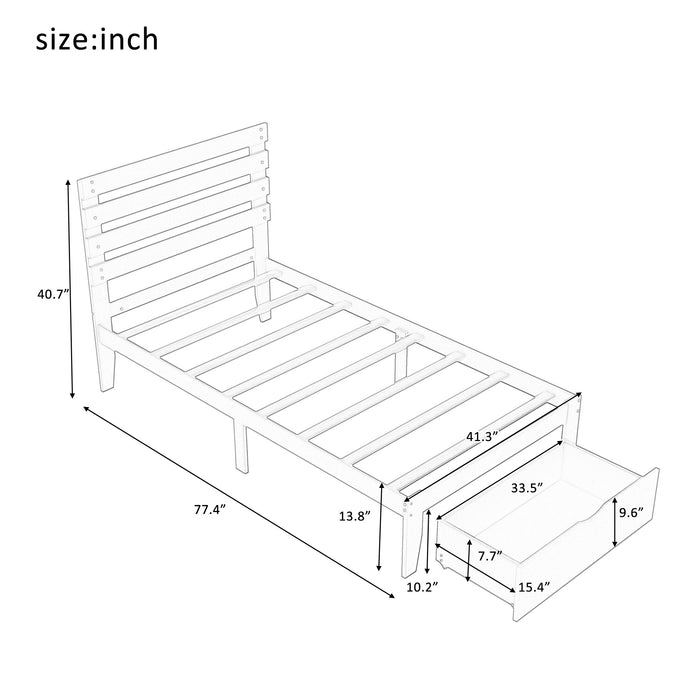 Twin Size Platform Bed with Drawer