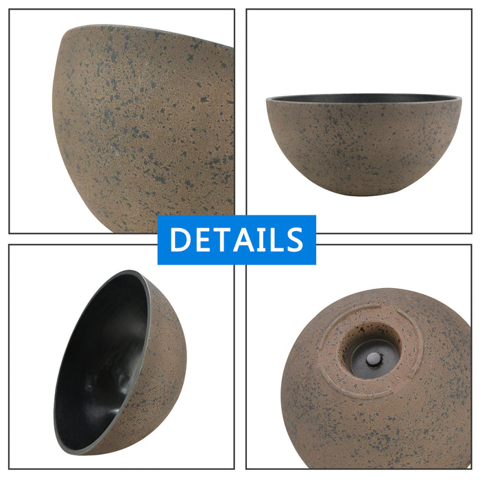 2 Pcs 10" Big Bowl Planter Pots with Drainage Holes,Rust Brown