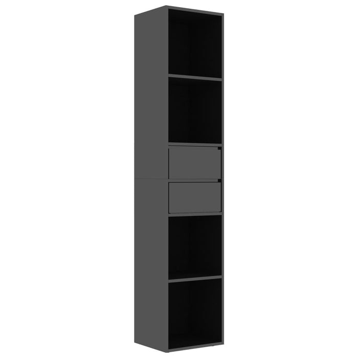 Book Cabinet High Gloss Black 14.2"x11.8"x67.3" Chipboard
