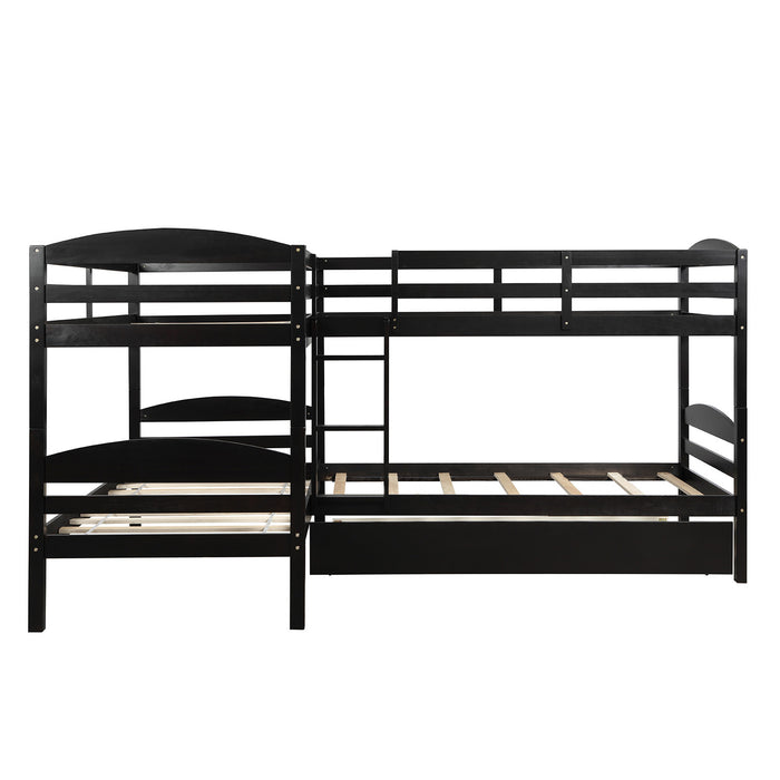 Simple Durable Twin L-Shaped Bunk With Trundle