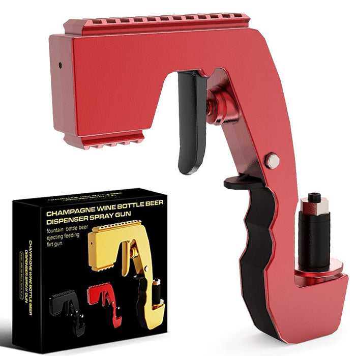 Beer opener , sparkling champagne opener , foam jets, adjustable caliber wine stoppers for beach parties, concert parties, birthday parties, hosting weddings, bars and other joyful occasions (Red)