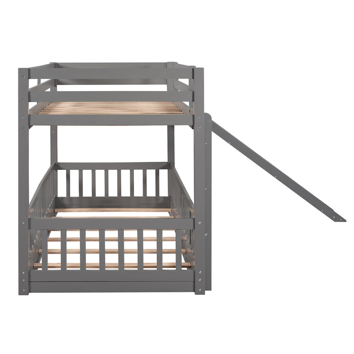 Twin Over Twin Bunk Bed with Slide and Ladder