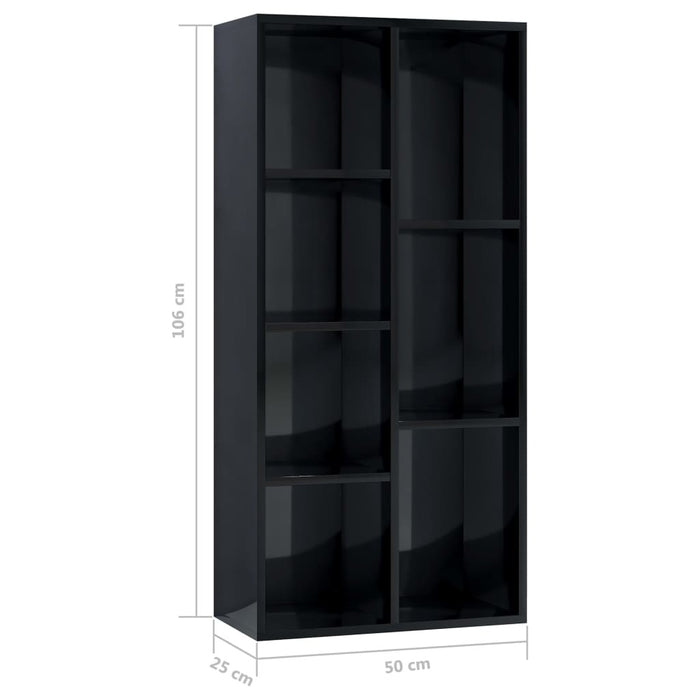 Book Cabinet High Gloss Black 19.7"x9.8"x41.7" Chipboard