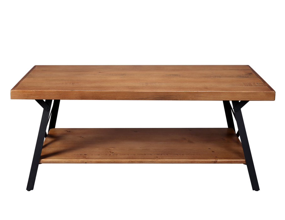Metal Legs Rustic Solid Wood Coffee Table