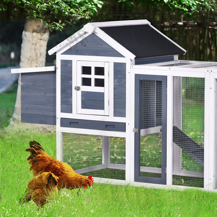 Natural Gray Large Outdoor Wooden Chicken Coop Rabbit Hutch