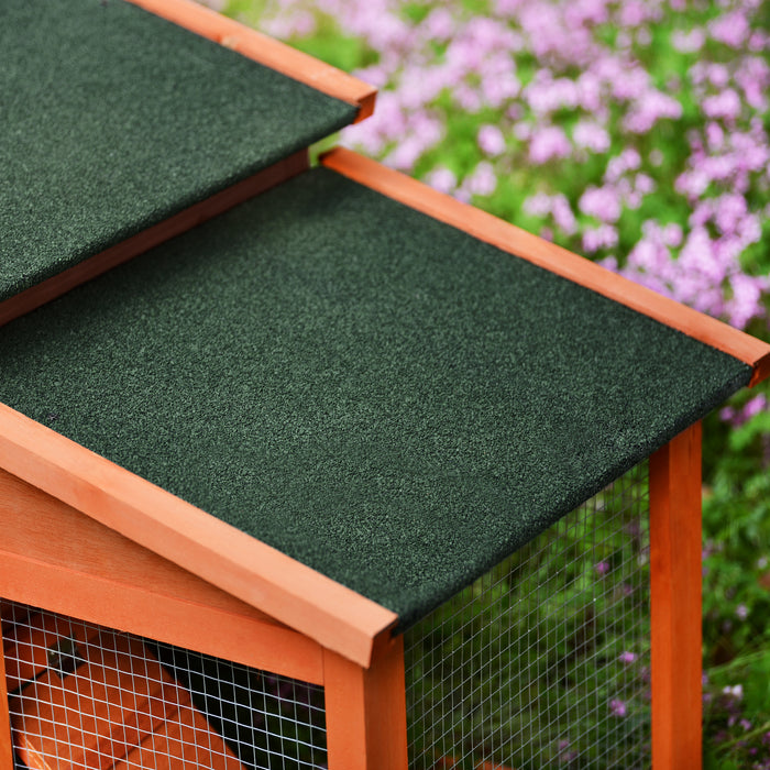 70-Inch Wood Rabbit Hutch Outdoor Pet House Chicken Coop for Small Animals with 2 Run Play Area