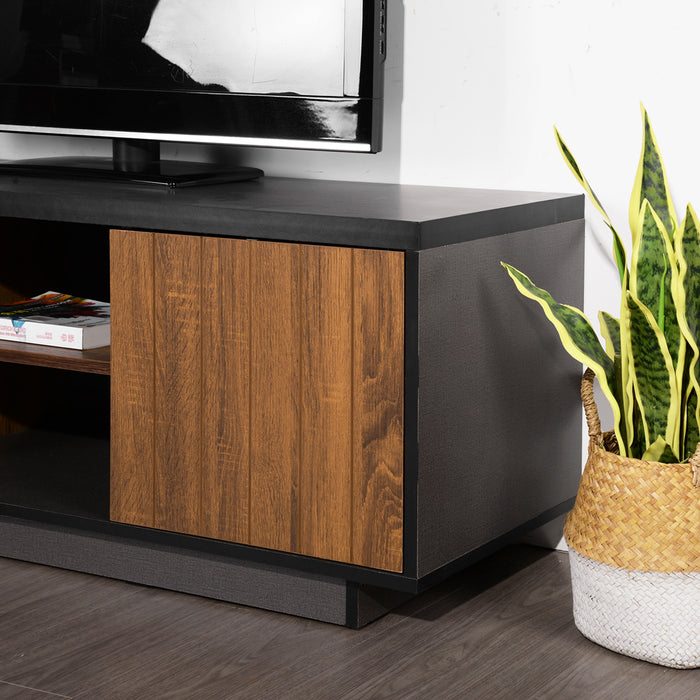 Modern TV Stand for TVs up to 60 Inch, Wood TV Cabinet with Storage for Living Room, Brown/Black