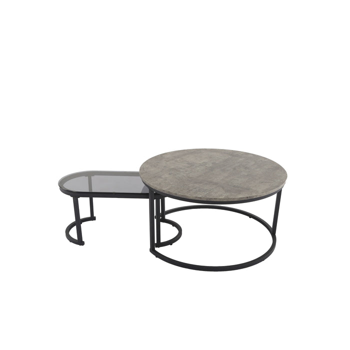 Modern Glass Nesting Table Set, Gray and Black