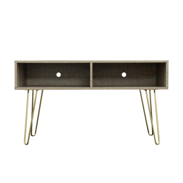 Modern Design TV stand stable Metal Legs with 2 open shelves to put TV, DVD, router, books, and small ornaments,Grey