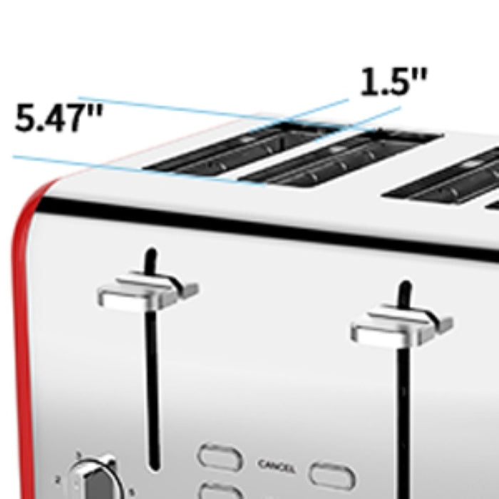 Toaster 4 slices, stainless steel extra-wide slot toaster