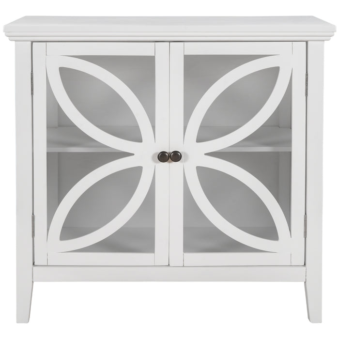 Accent Storage Cabinet Wooden Cabinet with Decorative transparent Door, Modern Sideboard for Entryway, Living Room, Bedroom