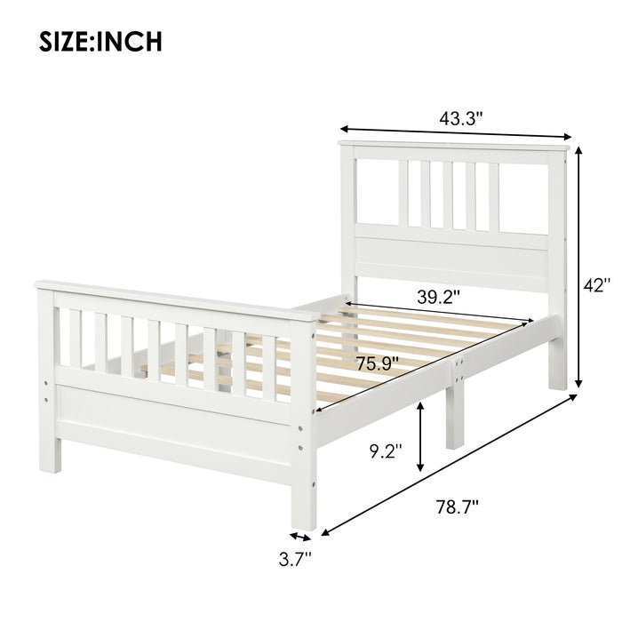 Wood Platform Bed with Headboard and Footboard, Twin
