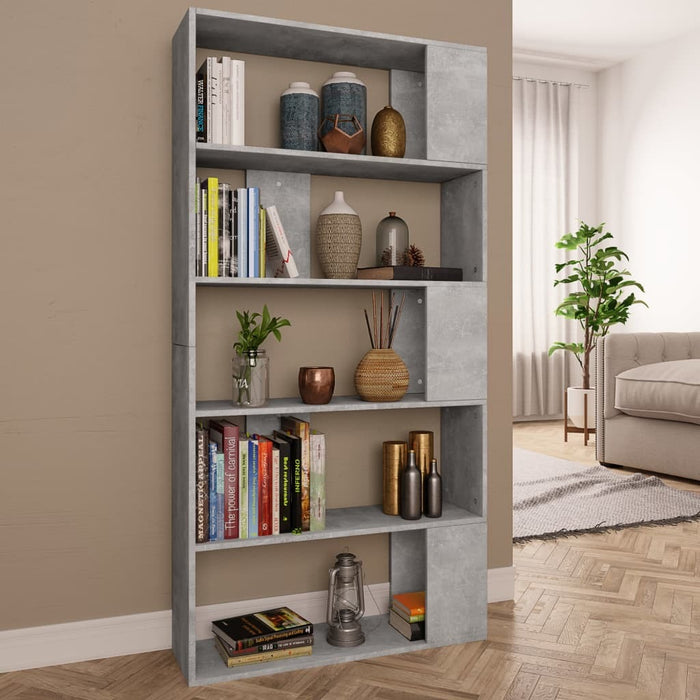 Book Cabinet/Room Divider Concrete Gray 31.5"x9.4"x62.6"
