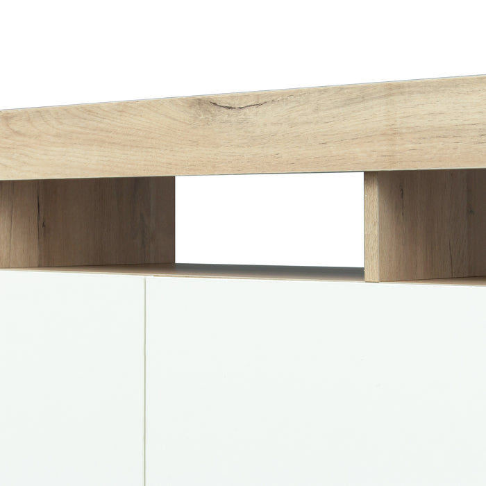 Living Room Furniture TV Stand Cabinet.Rustic Oak,White