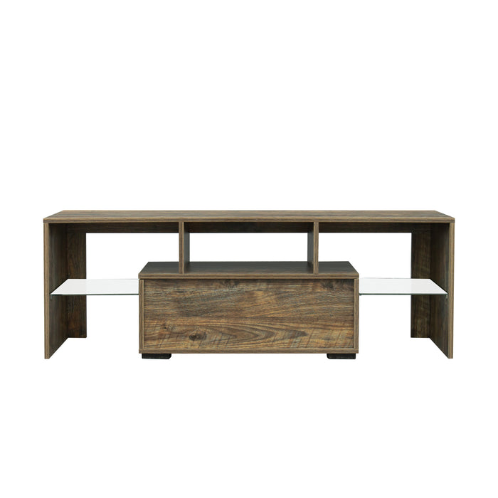 TV Stand with LED RGB Lights,Flat Screen TV Cabinet, Gaming Consoles - in Lounge Room, Living Room and Bedroom, brown
