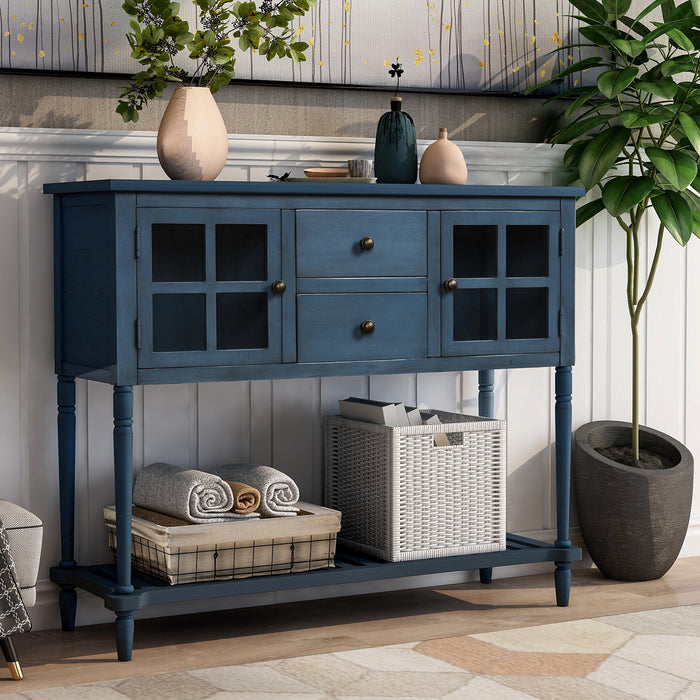 Farmhouse Wood Sideboard Console Table with Bottom Shelf