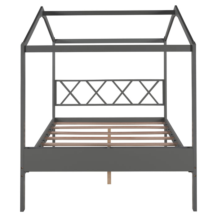 MyRoomz Full Size Wood House Bed with Storage Space