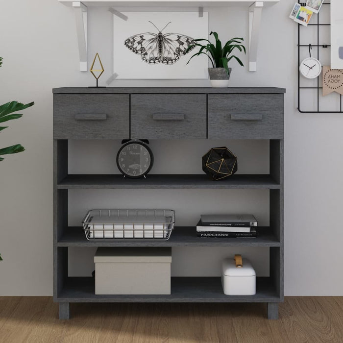 Toplan Console Table Dark Gray 35.4"x13.8"x35.4" Solid Wood Pine