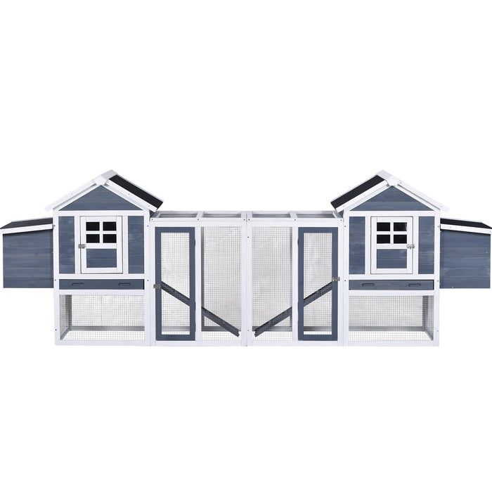 Natural Gray Large Outdoor Wooden Chicken Coop Rabbit Hutch