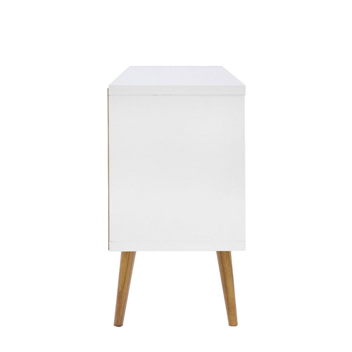 DunaWest Wooden Entertainment TV Stand with Open Compartments, White and Brown