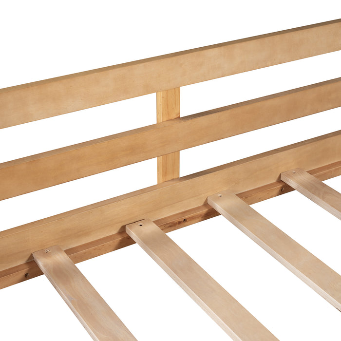 New Space Twin size Low Loft Bed Wooden Bed with Two Storage Boxes
