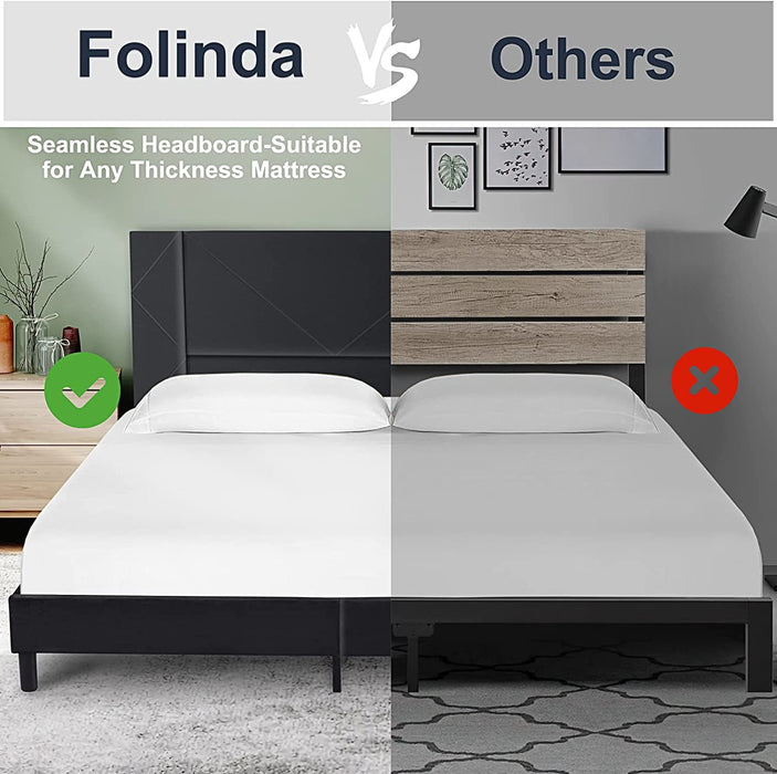 Full Size Bed Frame Velvet Upholstered Platform Bed